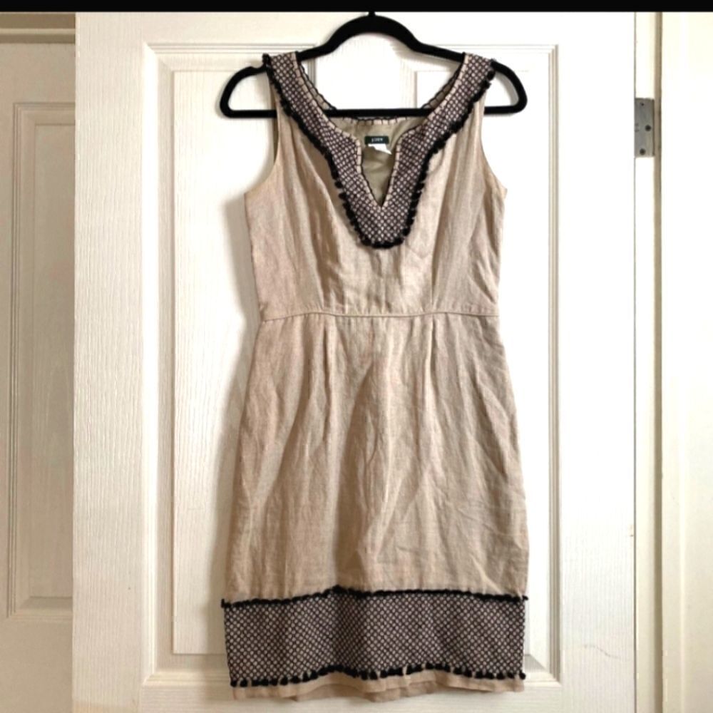 J CREW Linen Poms Dress
